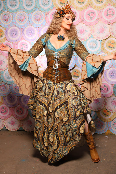 05. Crescent Skirt in Serpent's Eye Floral - The Minerally Mine Collection