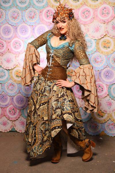 05. Crescent Skirt in Serpent's Eye Floral - The Minerally Mine Collection