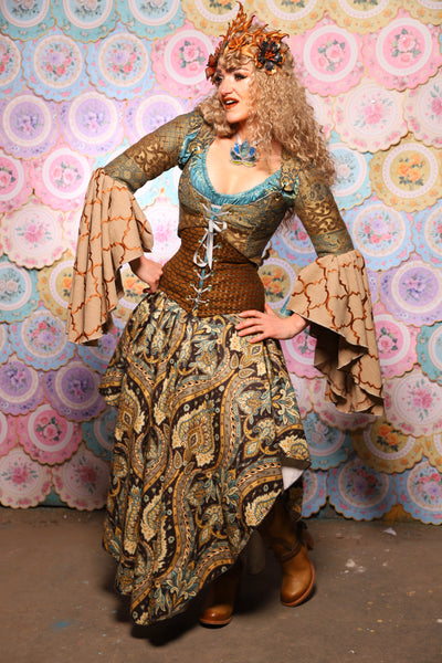 05. Crescent Skirt in Serpent's Eye Floral - The Minerally Mine Collection