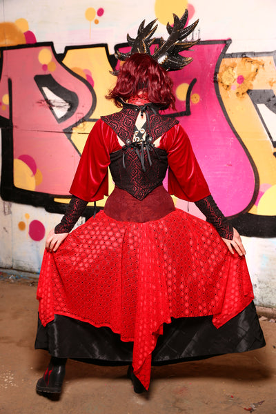 Fairy Skirt in Red Lace Overlay -"The Raven & Ruby Collection" - #32