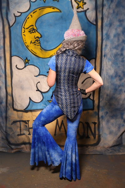 05. Bell Bottom in Sea Glass Sky Textured Spandex - The Sapphire Séance Collection