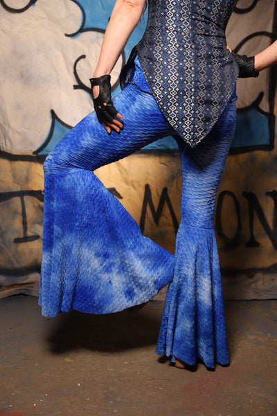 05. Bell Bottom in Sea Glass Sky Textured Spandex - The Sapphire Séance Collection