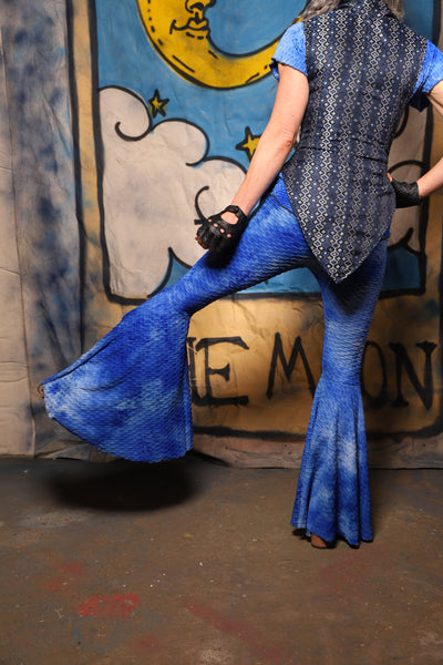 05. Bell Bottom in Sea Glass Sky Textured Spandex - The Sapphire Séance Collection