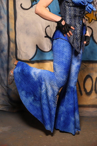 05. Bell Bottom in Sea Glass Sky Textured Spandex - The Sapphire Séance Collection