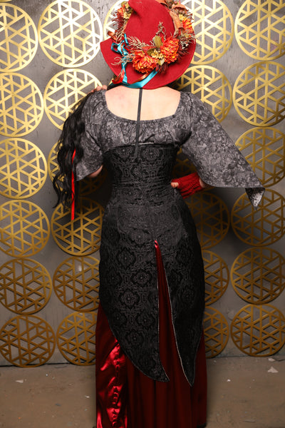 Siren Corset w/pockets in Black Filigree - The “Pick Pocket Princess” Collection