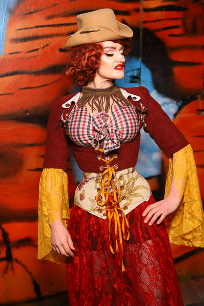 Detachable Deluxe Flounce Sleeves in Rodeo Red Corduroy - The Tumbleweed Collection