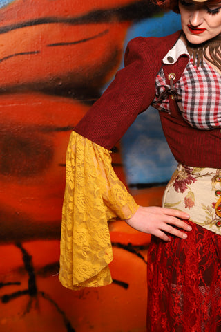 Detachable Deluxe Flounce Sleeves in Rodeo Red Corduroy - The Tumbleweed Collection