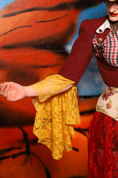 Detachable Deluxe Flounce Sleeves in Rodeo Red Corduroy - The Tumbleweed Collection