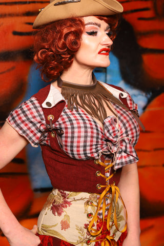 Cropped Dapper Vixen in Rodeo Red Corduroy - The Tumbleweed Collection