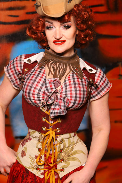 Cropped Dapper Vixen in Rodeo Red Corduroy - The Tumbleweed Collection