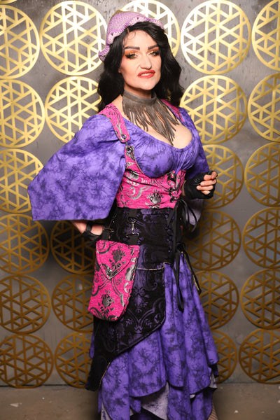 Cropped Vixen w/hardware *AND POCKETS* in Pink and Silver Medallion - The “Pick Pocket Princess” Collection