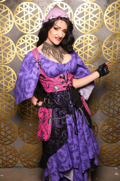 Cropped Vixen w/hardware *AND POCKETS* in Pink and Silver Medallion - The “Pick Pocket Princess” Collection
