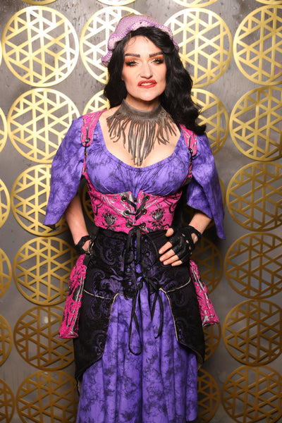 Cropped Vixen w/hardware *AND POCKETS* in Pink and Silver Medallion - The “Pick Pocket Princess” Collection