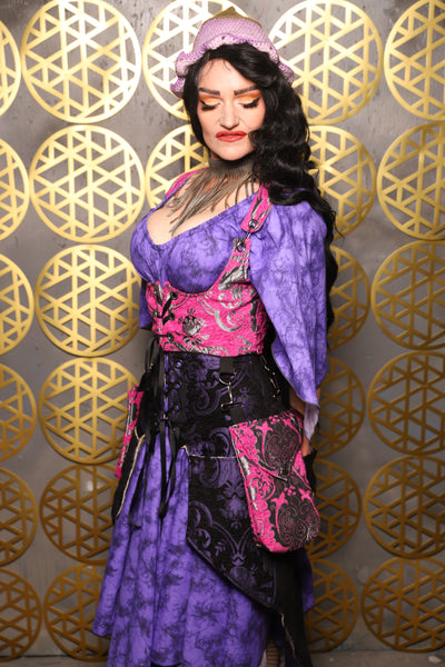 Cropped Vixen w/hardware *AND POCKETS* in Pink and Silver Medallion - The “Pick Pocket Princess” Collection