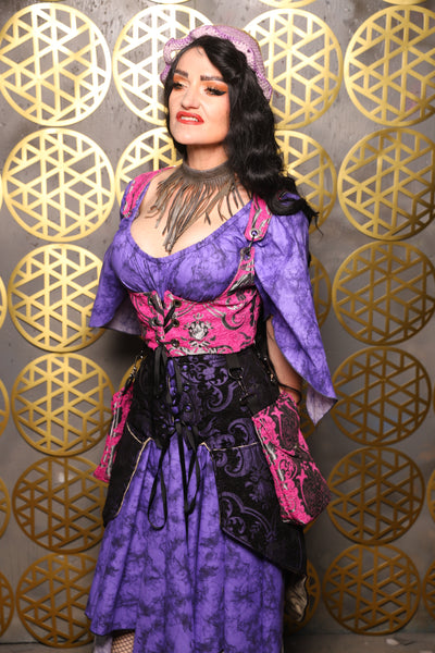 Cropped Vixen w/hardware *AND POCKETS* in Pink and Silver Medallion - The “Pick Pocket Princess” Collection