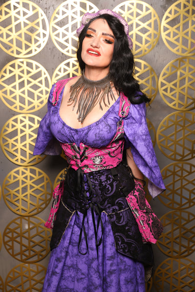 Cropped Vixen w/hardware *AND POCKETS* in Pink and Silver Medallion - The “Pick Pocket Princess” Collection