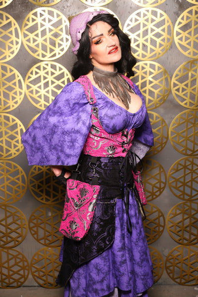 Cropped Vixen w/hardware *AND POCKETS* in Pink and Silver Medallion - The “Pick Pocket Princess” Collection