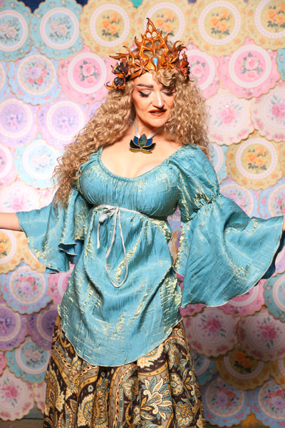 19. Flounce Blouse in Mediterranean Blue Shimmer - The Minerally Mine Collection