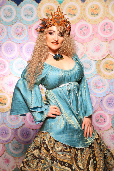 19. Flounce Blouse in Mediterranean Blue Shimmer - The Minerally Mine Collection