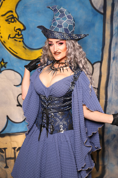 16. Cropped Vixen Underbust in Blue Troubadour - The Sapphire Séance Collection