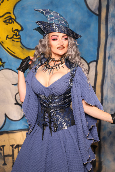 16. Cropped Vixen Underbust in Blue Troubadour - The Sapphire Séance Collection
