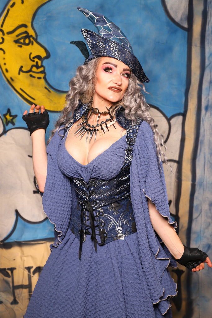 16. Cropped Vixen Underbust in Blue Troubadour - The Sapphire Séance Collection