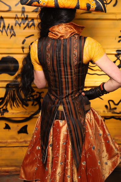 Tailed Cropped Overbust in Tar & Rum Stripe -  THE SWASHBUCKLERS: PART 1