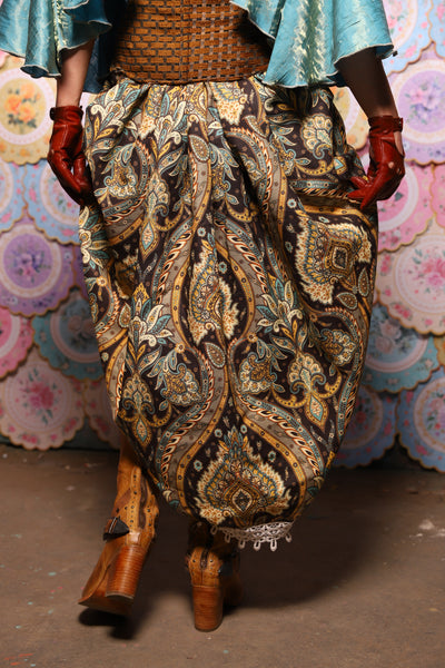 39. Swoon Skirt in w/short lace ruffle in Serpent's Eye Floral - The Minerally Mine Collection
