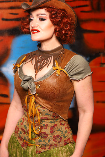 Cropped Marie Bodice in Light Faux Leather *PLEASE order by BUST Measurement, NOT waist!* - The Tumbleweed Collection