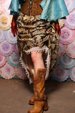 39. Swoon Skirt in w/short lace ruffle in Serpent's Eye Floral - The Minerally Mine Collection