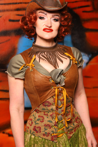 Cropped Marie Bodice in Light Faux Leather *PLEASE order by BUST Measurement, NOT waist!* - The Tumbleweed Collection