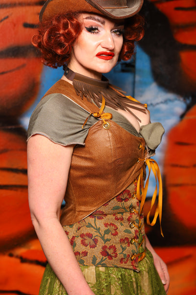 Cropped Marie Bodice in Light Faux Leather *PLEASE order by BUST Measurement, NOT waist!* - The Tumbleweed Collection