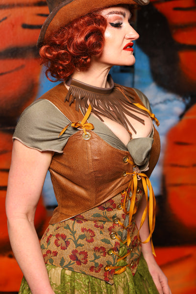 Cropped Marie Bodice in Light Faux Leather *PLEASE order by BUST Measurement, NOT waist!* - The Tumbleweed Collection