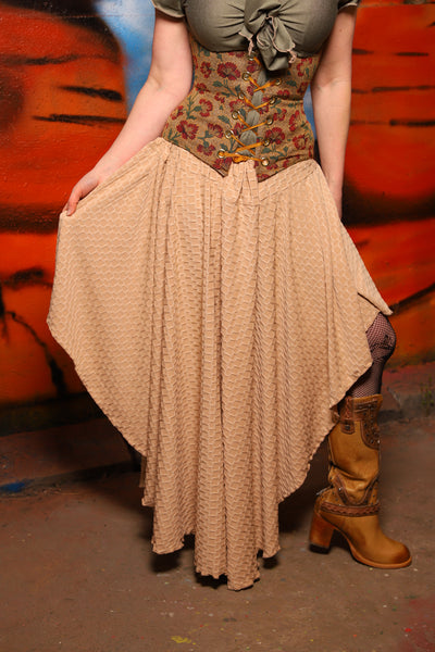 Crescent Skirt in Textured Tan Spandex - The Tumbleweed Collection