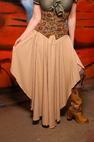 Crescent Skirt in Textured Tan Spandex - The Tumbleweed Collection