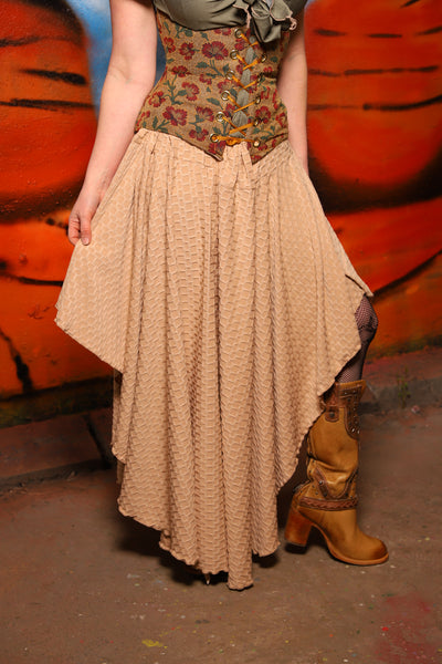 Crescent Skirt in Textured Tan Spandex - The Tumbleweed Collection