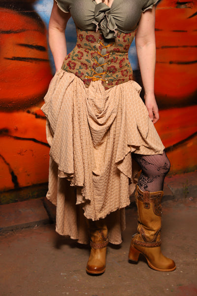 Crescent Skirt in Textured Tan Spandex - The Tumbleweed Collection