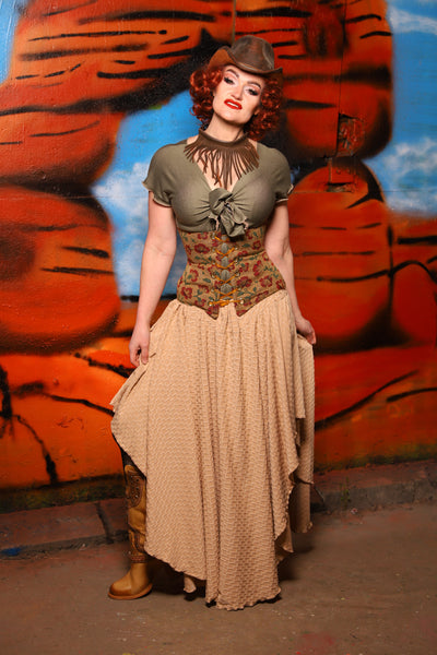 Crescent Skirt in Textured Tan Spandex - The Tumbleweed Collection