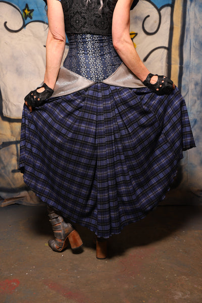 24. Hobbit Tulip Skirt in Blue Light Plaid - The Sapphire Séance Collection