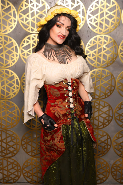 Siren Corset w/pockets in Autumn Floral Damask - The “Pick Pocket Princess” Collection
