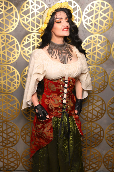 Siren Corset w/pockets in Autumn Floral Damask - The “Pick Pocket Princess” Collection
