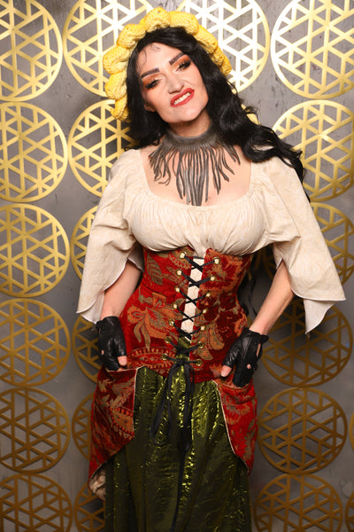 Siren Corset w/pockets in Autumn Floral Damask - The “Pick Pocket Princess” Collection