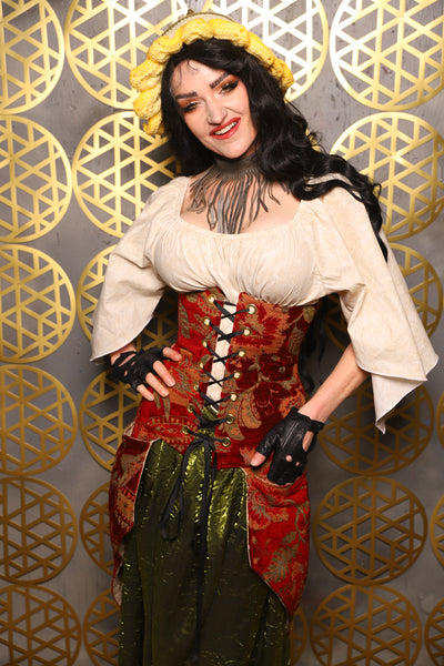Siren Corset w/pockets in Autumn Floral Damask - The “Pick Pocket Princess” Collection