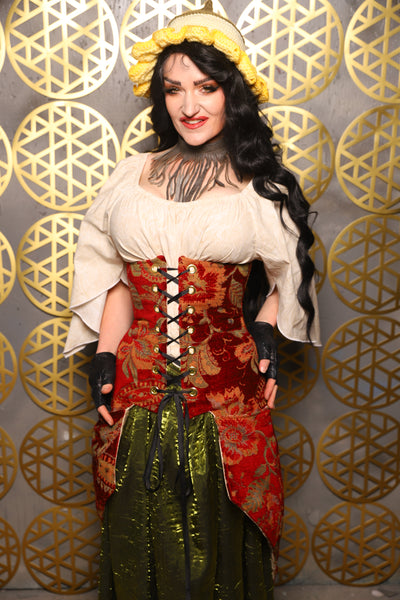 Siren Corset w/pockets in Autumn Floral Damask - The “Pick Pocket Princess” Collection