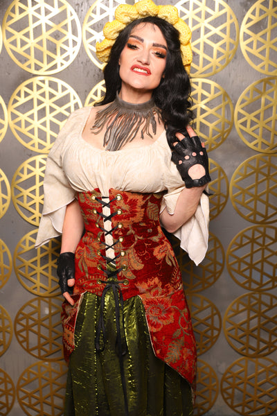 Siren Corset w/pockets in Autumn Floral Damask - The “Pick Pocket Princess” Collection