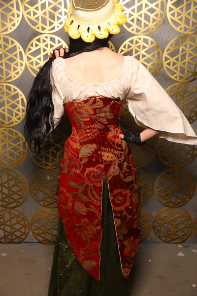 Siren Corset w/pockets in Autumn Floral Damask - The “Pick Pocket Princess” Collection