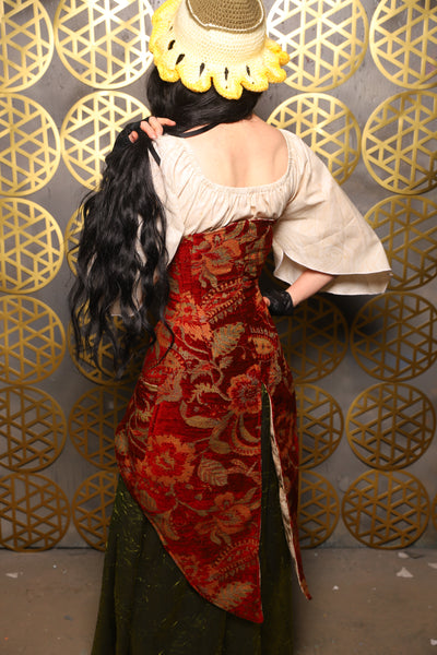 Siren Corset w/pockets in Autumn Floral Damask - The “Pick Pocket Princess” Collection