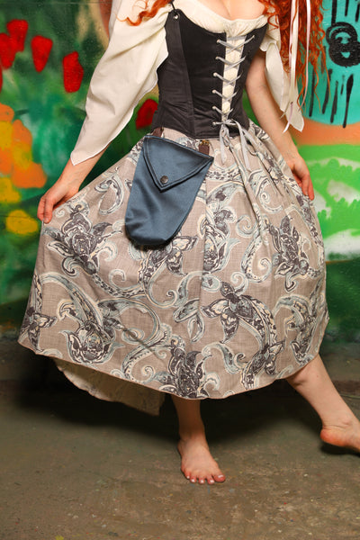 Hobbit Tulip Skirt in Blue Damask Swirl - The "There & Back Again" Collection