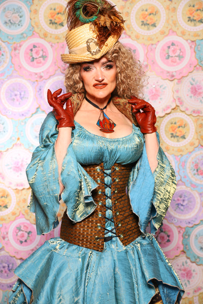 42. Vixen Corset w/collar in Beaver Basket Weave - The Minerally Mine Collection