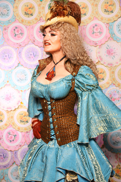 42. Vixen Corset w/collar in Beaver Basket Weave - The Minerally Mine Collection